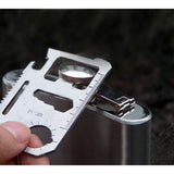 Credit Card Multi Tool - Can Opener, Knife, Screwdriver, Ruler, Bottle Opener, Wrench, Saw Blade, attach to your Keychain, More!
