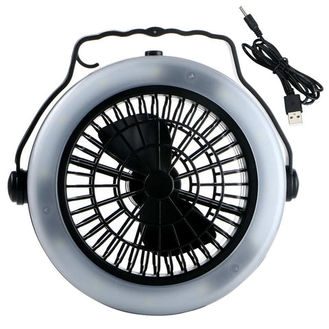 Keep Your Tent Well-Lit and Comfortable! Hanging Fan and Light - USB Rechargeable Battery!